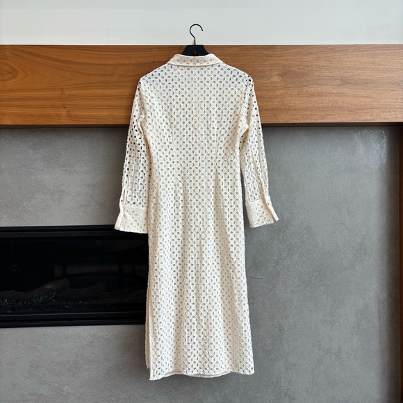 ZARA CREAM EMBROIDERED CUTWORK MIDI DRESS, SIZE M - Picture 16 of 16